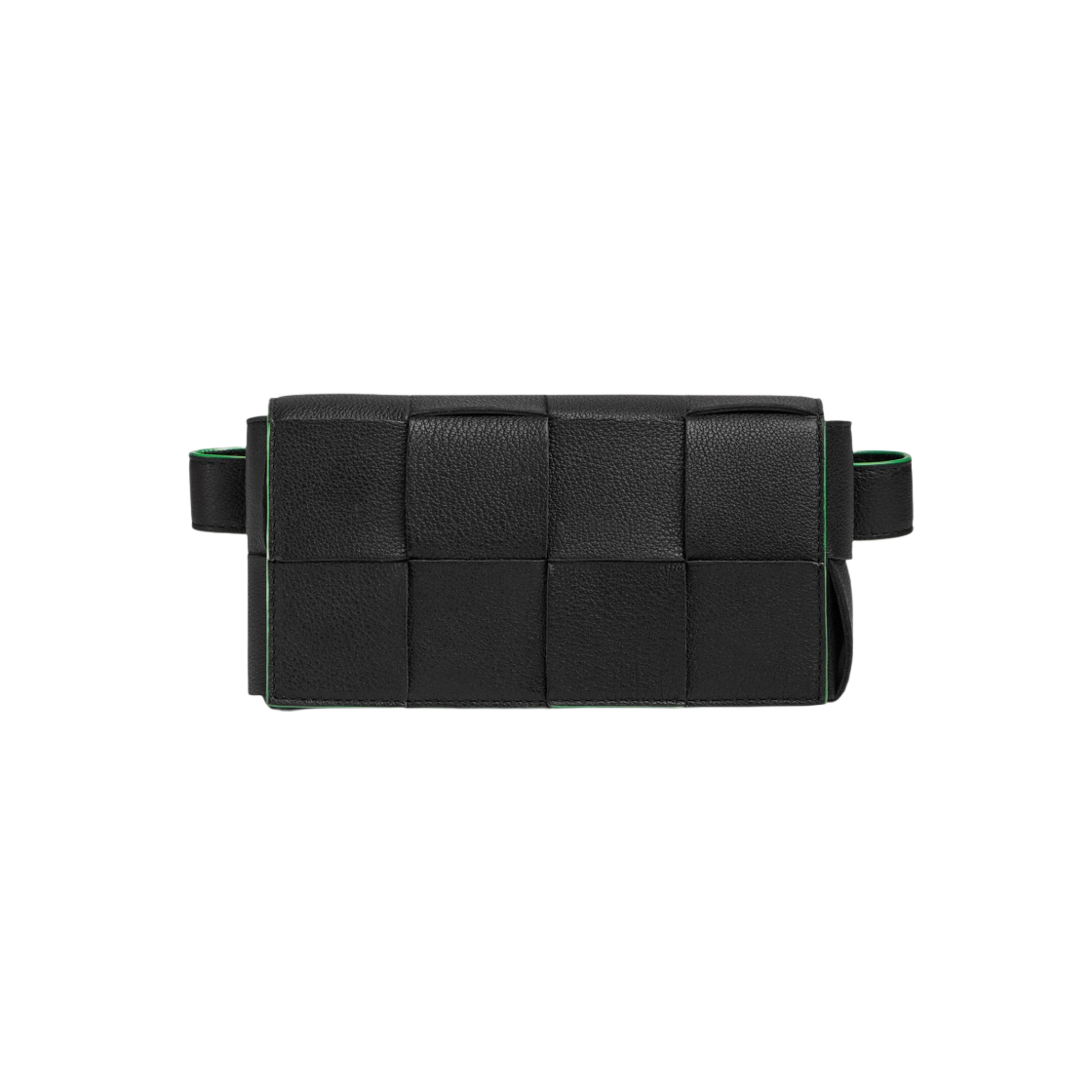 710141V1Q711045 Bottega Veneta Grained Leather Mini Cassette Belt Bag Black Parakeet - 대표 이미지 #1