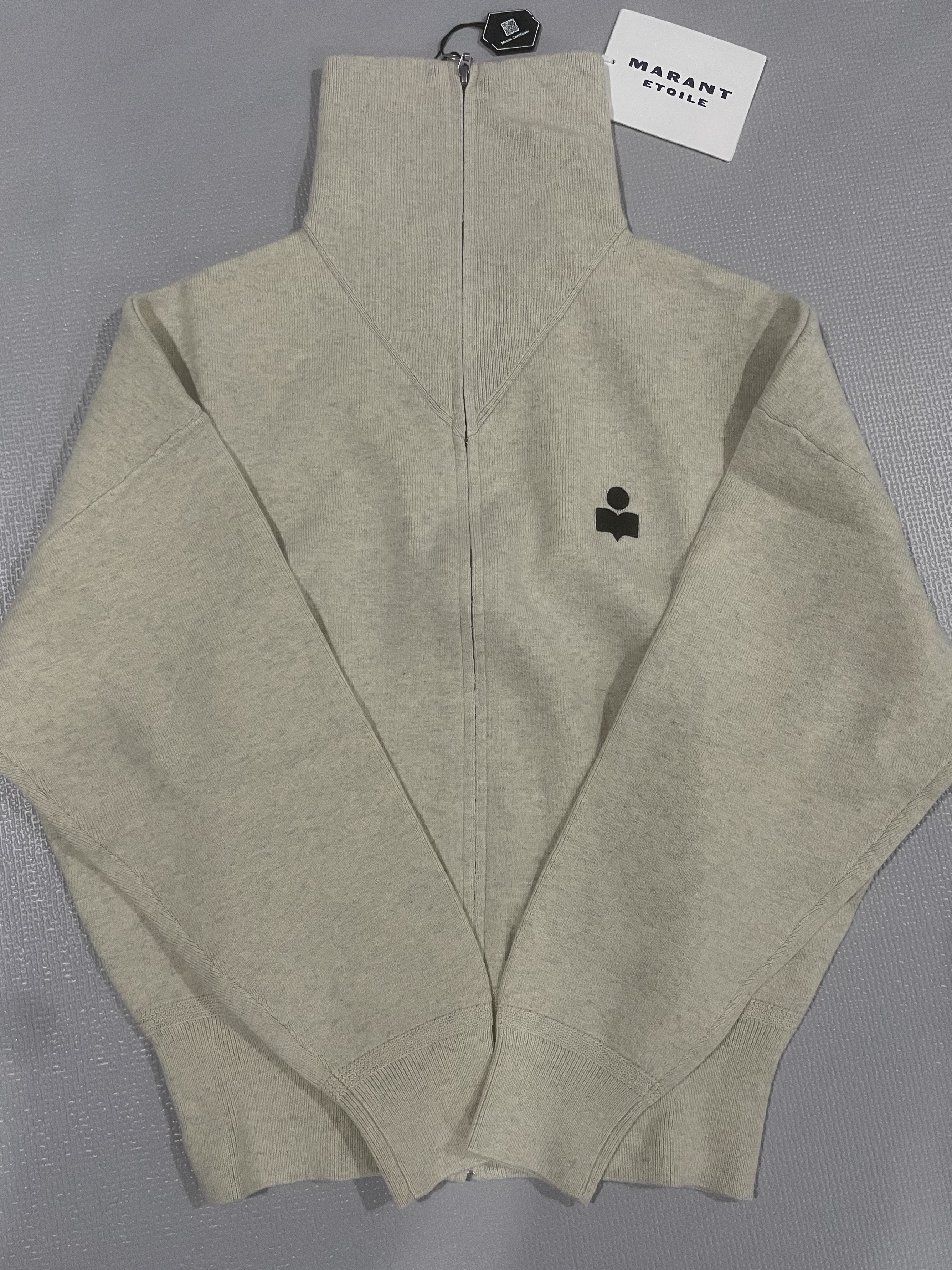 (W) Isabel Marant Axelle Zip-Up Cardigan Light Grey - 24FW 착용 스타일