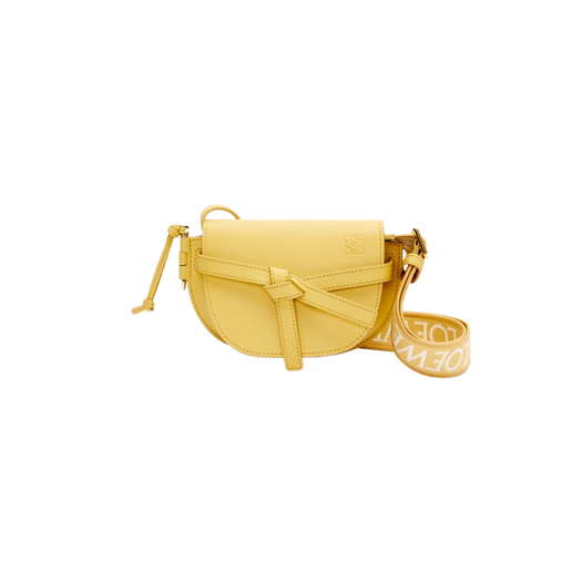 Loewe Mini Gate Dual Bag In Soft Calfskin and Jacquard Dark Yellow
