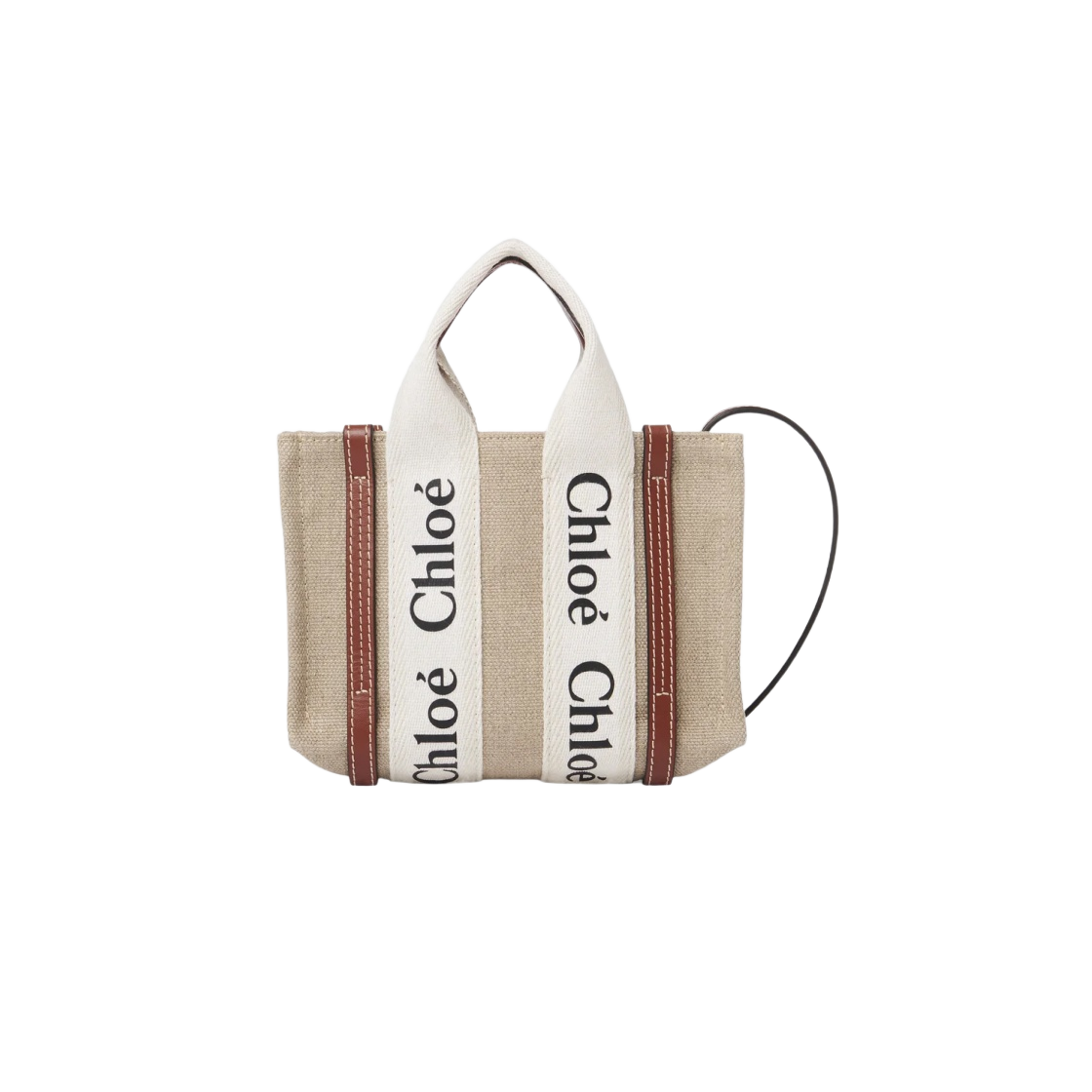 끌로에 우디 미니 토트백 화이트 브라운(Chloe Woody Mini Tote Bag White Brown)
