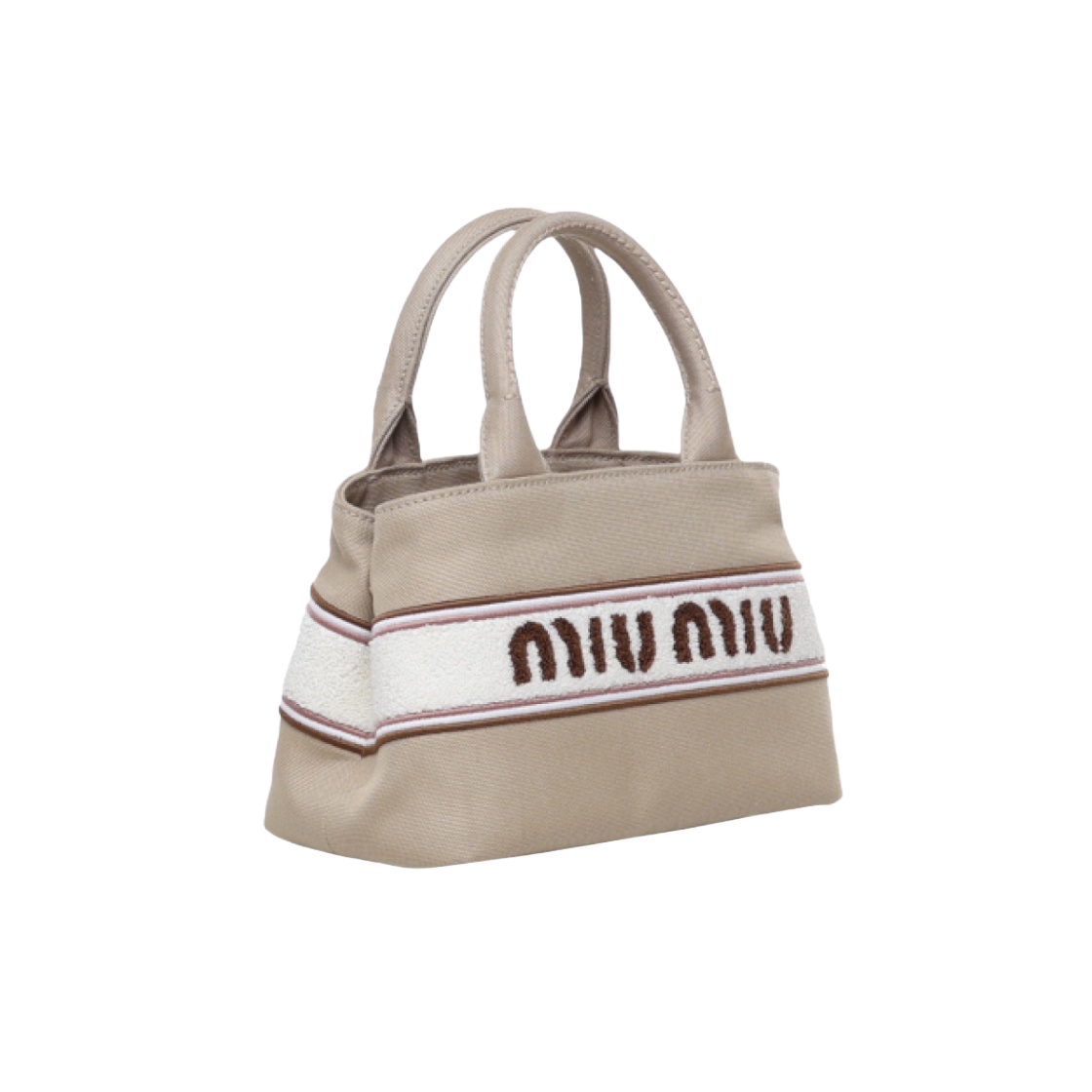 미우 미우 자수 로고 캔버스 핸드백 코드(Miu Miu Canvas Handbag with Embroidered Logo Cord) - 2