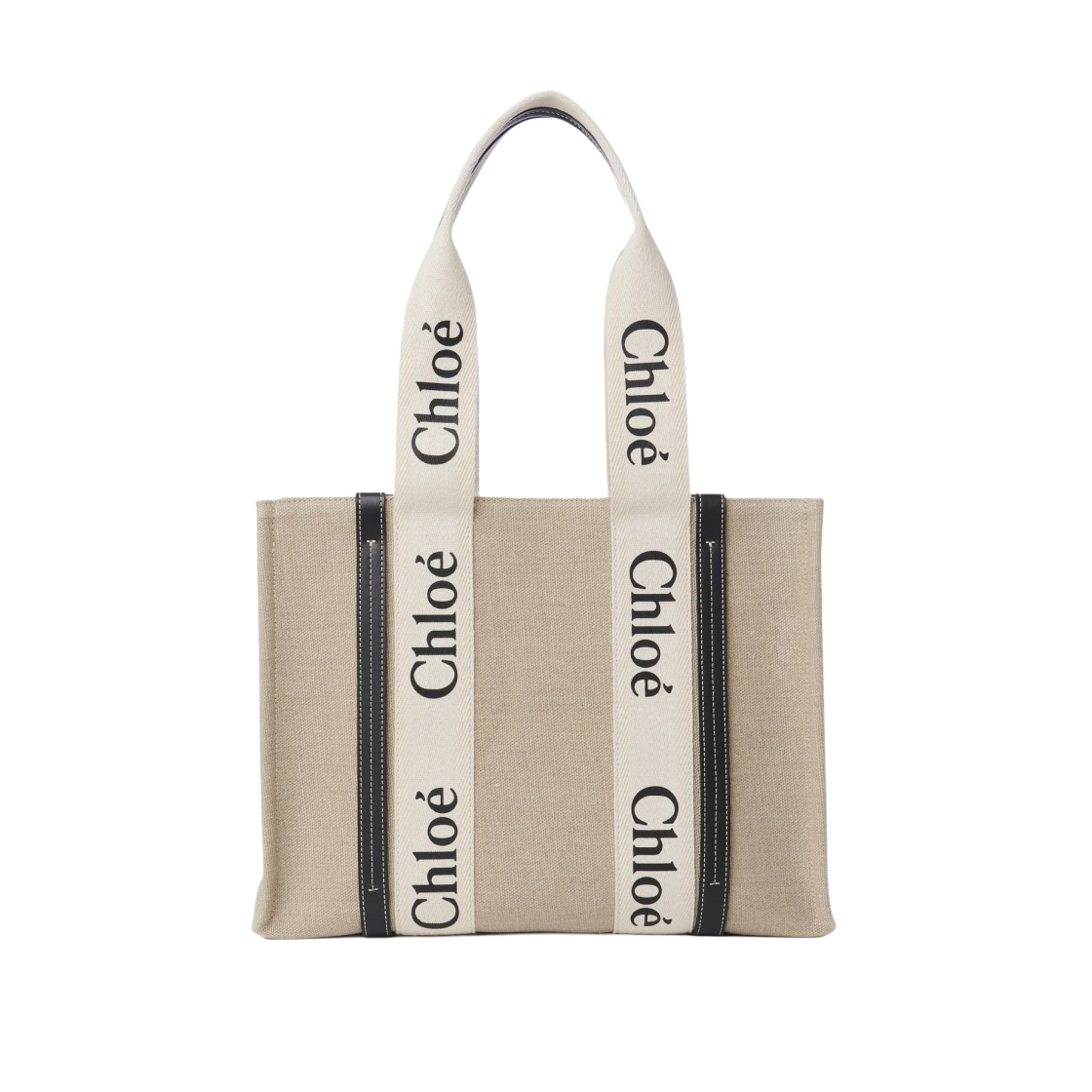 CHC22AS383I2691J Chloe Woody Medium Tote Bag White Blue - 대표 이미지 #1