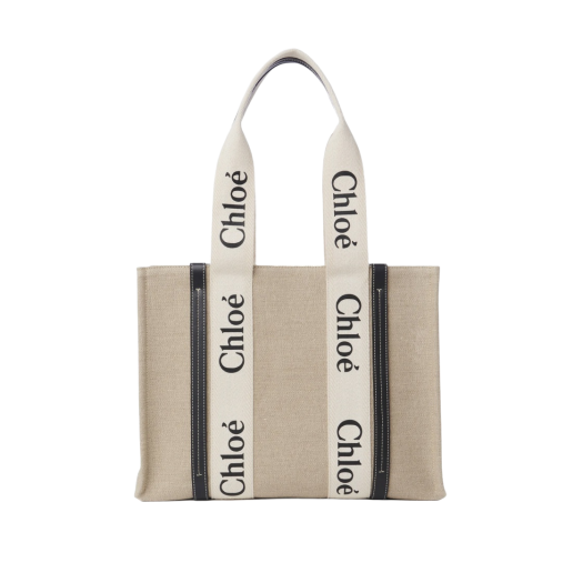 Chloe Woody Medium Tote Bag White Blue