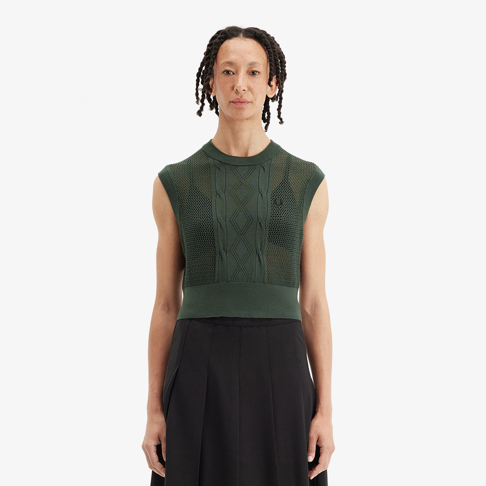 프레드페리 우먼즈 텍스쳐드 니트 베스트 코트그린(Fred Perry Womens Textured Knitted Vest Court Green) - 2
