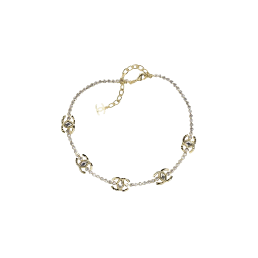 (W) Chanel Choker Metal Strass & Gold Crystal