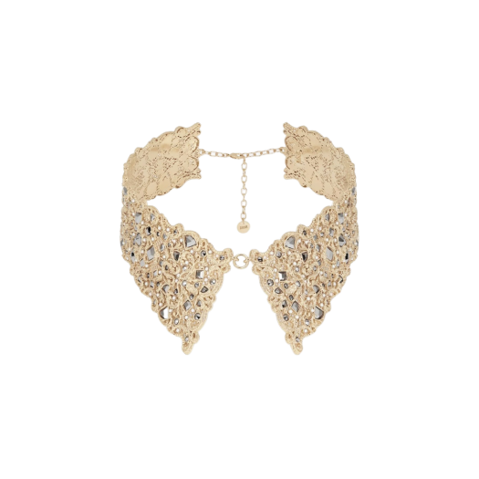(W) Dior D-Renaissance Collar Necklace Gold Finish Metal White Resin Pearls Silver Tone Crystals Mirrors