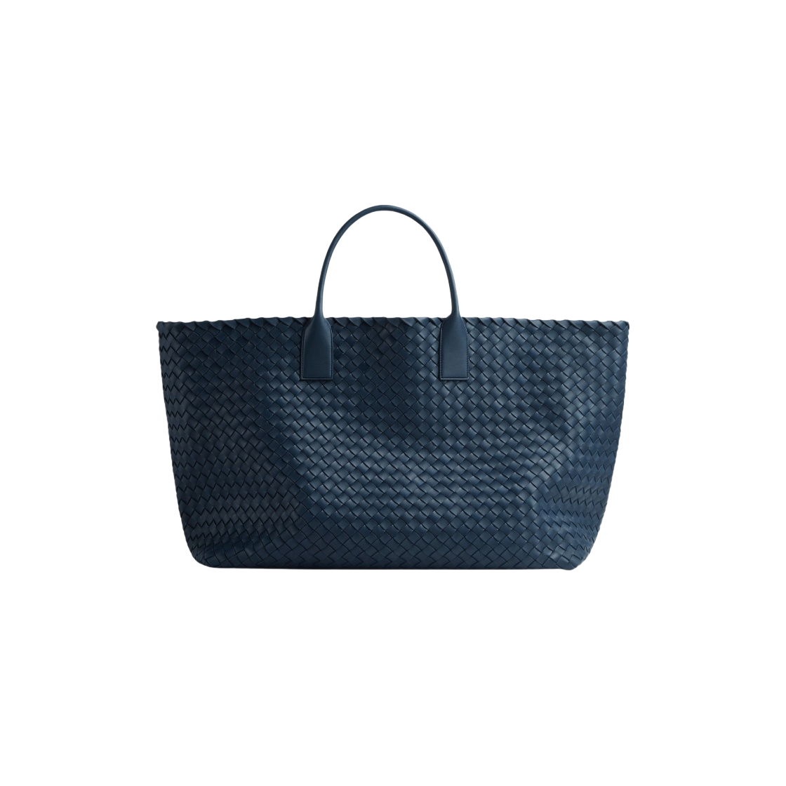 787115V91313121 Bottega Veneta Maxi Cabat Intreccio Leather Tote Bag Deep Blue - 대표 이미지 #1