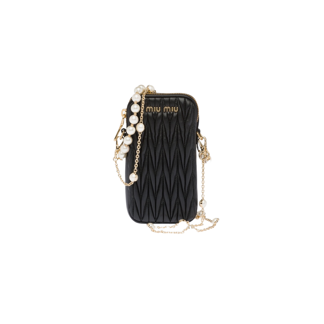 5BP070-2F3M-F0002 Miu Miu Matelasse Nappa Leather Mini Bag Black - 대표 이미지 #1
