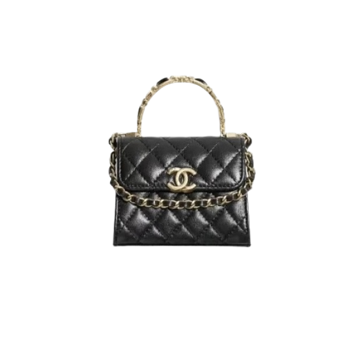 Chanel Clutch with Chain Lambskin Enamel & Gold Black