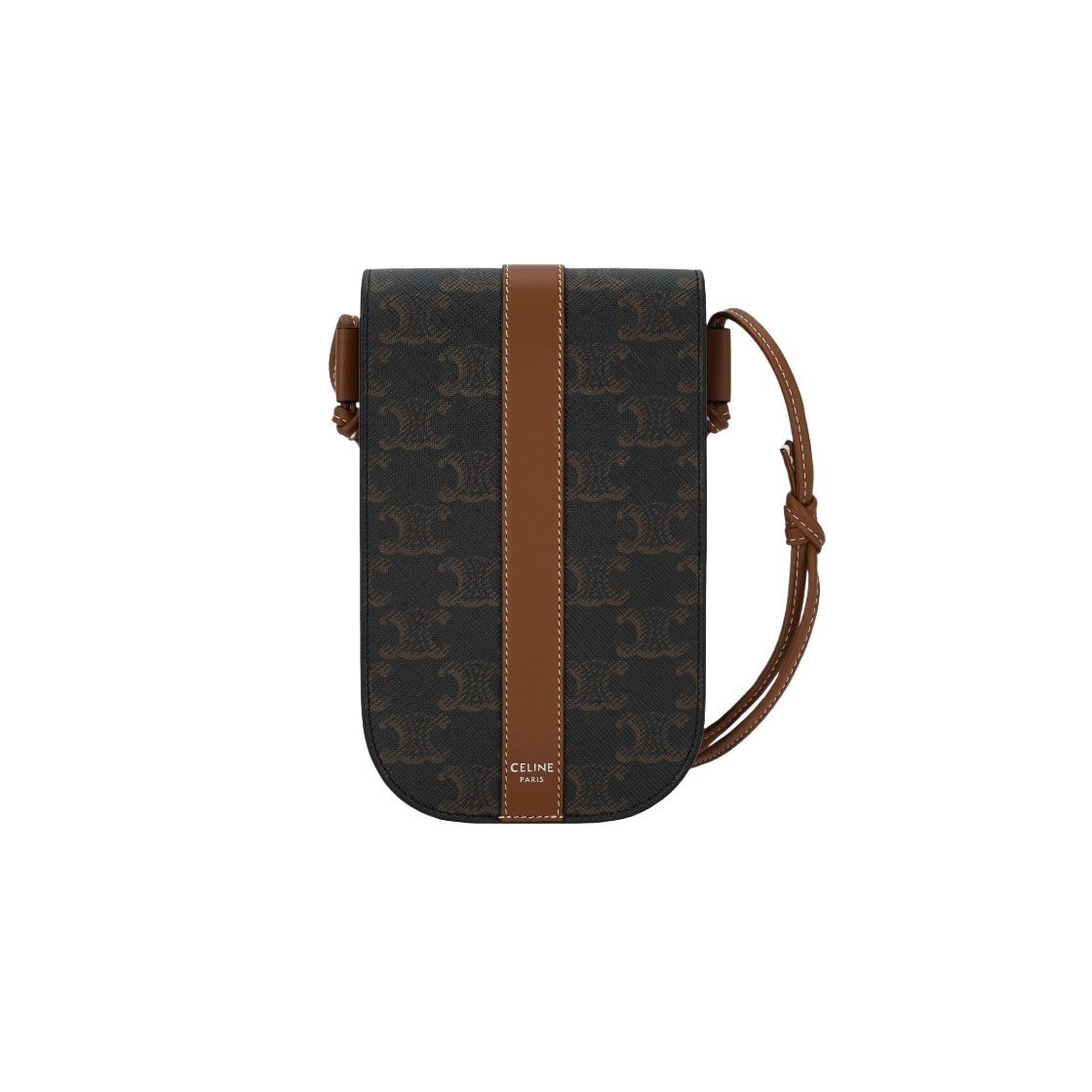 셀린느 트리옹프 캔버스 카프스킨 폰 파우치 탄