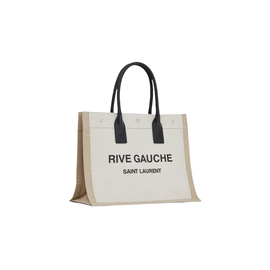 생로랑 리넨 레더 리브 고쉬 스몰 토트백 그레이지 블랙 내츄럴(Saint Laurent Rive Gauche Small Tote Bag in Linen Leather Grege Black Natural) - 2