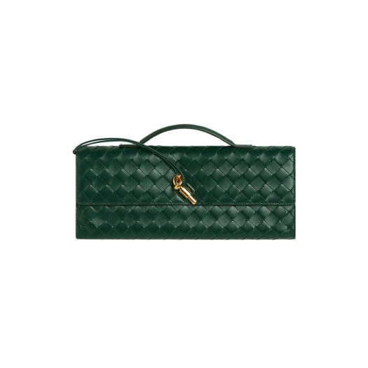 Bottega Veneta Long Clutch Andiamo With Handle Emerald Green