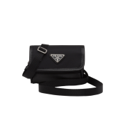 Prada Re-Nylon and Saffiano Leather Mini Pouch Black