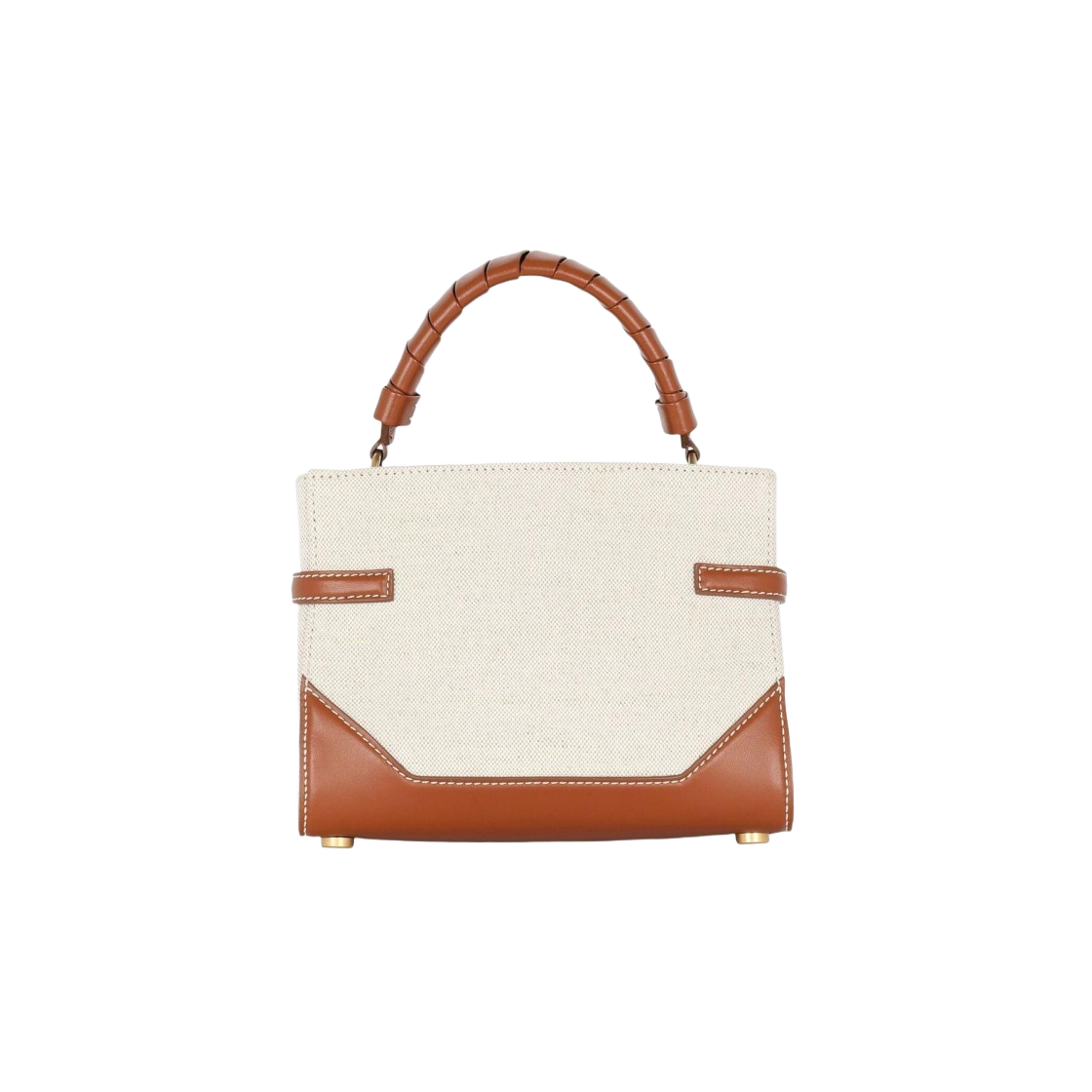 발망 레더 인서트 B-버즈 22 캔버스 탑 핸들백 브라운(Balmain B-Buzz 22 Canvas Top Handle Bag with Leather Insert Brown) - 2