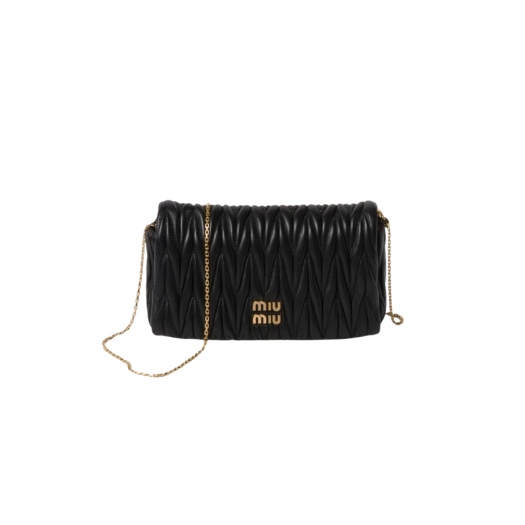 Miu Miu Matelasse Nappa Leather Mini Bag Black