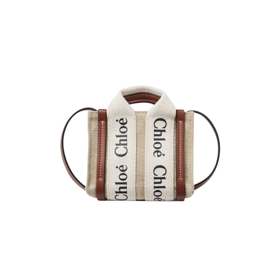 끌로에 우디 나노 토트백 화이트 브라운(Chloe Woody Nano Tote Bag White Brown)