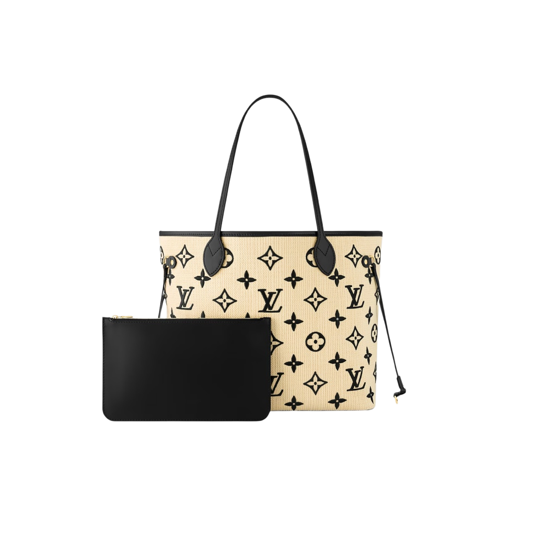 M22838 Louis Vuitton Neverfull MM Monogram Black Beige - #4
