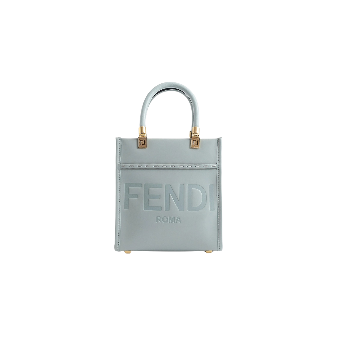 8BS092ARNNF1NPU Fendi Mini Sunshine Leather Shopper Bag Light Blue