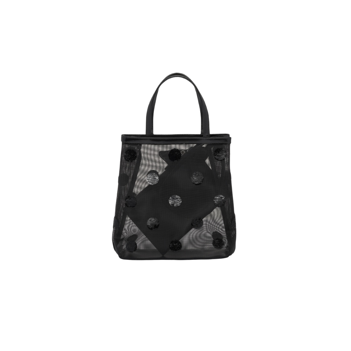 프라다 스몰 폴카 닷 메쉬 토트백 블랙(Prada Small Polka-Dot Mesh Tote Bag Black) - 3
