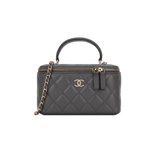 Chanel Vanity With Chain Lambskin & Gold Dark Grey