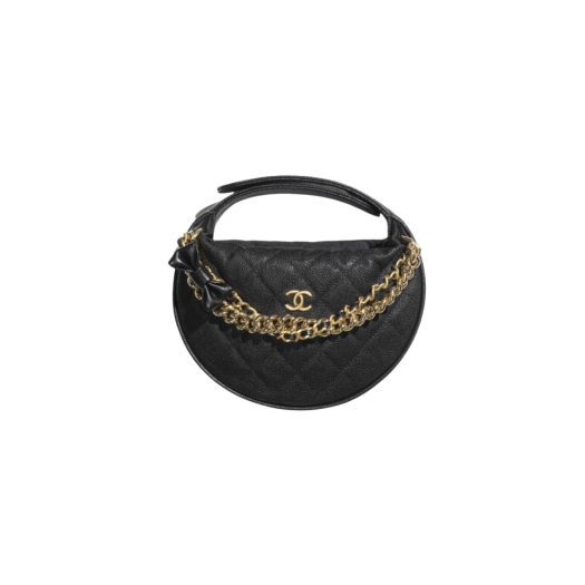 Chanel Pouch Grained Shiny Calfskin & Gold Black