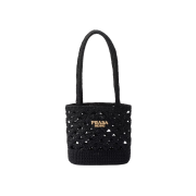 Prada Woven Crochet Tote Bag Black