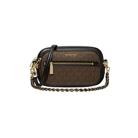 Michael Kors Jet Set Logo Leather 4-in-1 Crossbody Bag Black Brown