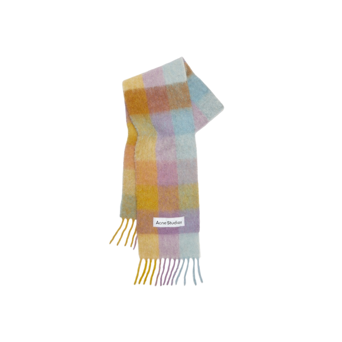 CA0084-DIC Acne Studios Mohair Check Scarf Violet Yellow Blue - 대표 이미지 #1