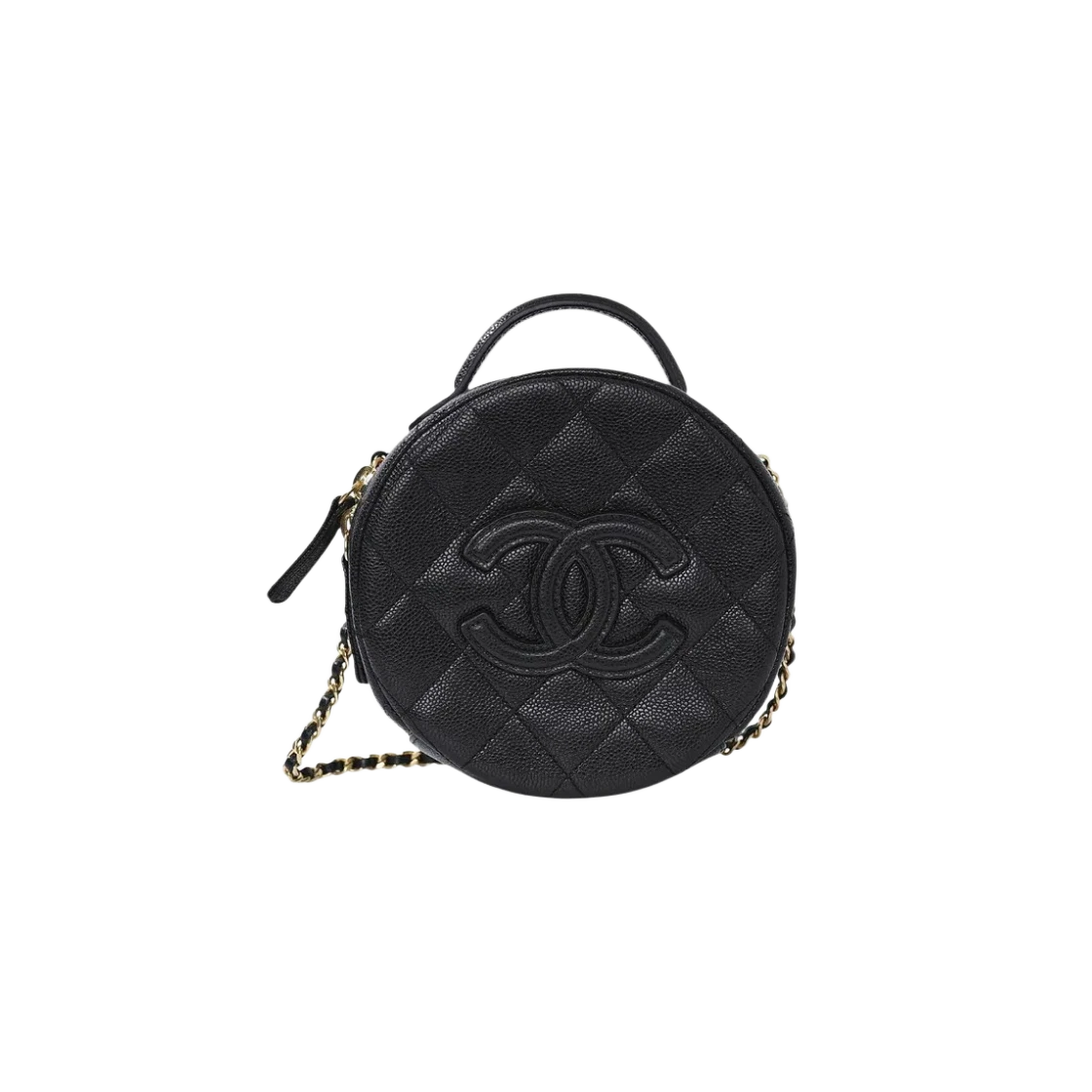 샤넬 스몰 코스메틱 케이스 그레인드 카프스킨 & 골드 메탈 블랙 | Chanel | KREAM Chanel Small Vanity Case Grained Calfskin... 