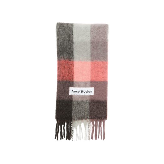 Acne Studios Mohair Check Scarf Mauve Bright Pink Anthracite