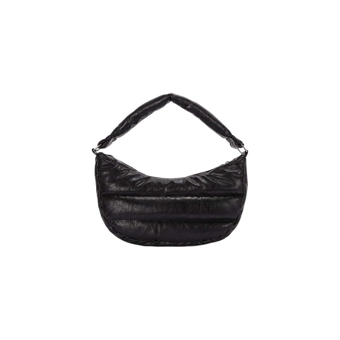마뗑킴 포우 레더 하프 문 미들 패딩 백 블랙(Matin Kim Faux Leather Half Moon Middle Padding Bag Black) - 2