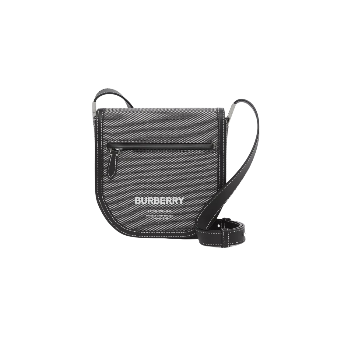 8050841 Burberry Mini Horseferry Print Cotton Olympia Crossbody Bag Black Grey - 대표 이미지 #1