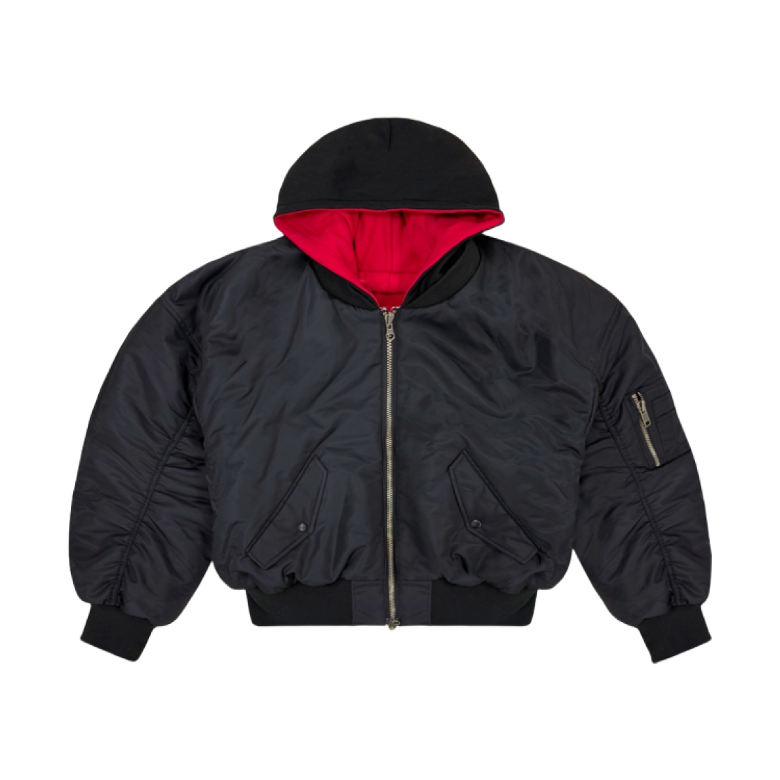 ★Project G/R★Reversible Hoodie MA-1Jacket★Black Red★ PROJECT G/R Men S Reversible Hooded Ma-1 Jacket / Red in