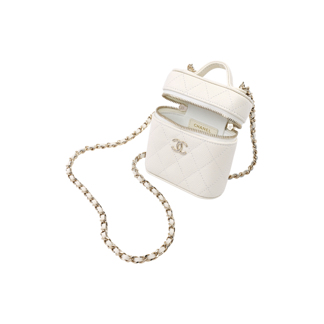 AP2503-B07186-10601 Chanel Small Vanity with Chain Grained Calfskin & Gold White - #2