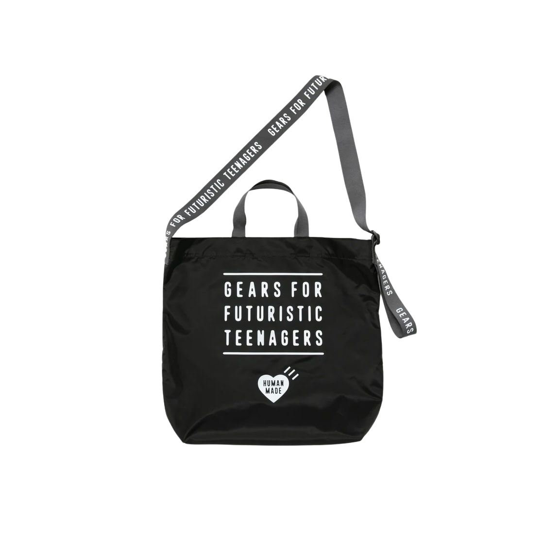 휴먼 메이드 나일론 하트 투웨이 토트백 블랙