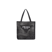 Prada Raffia Tote Bag Black