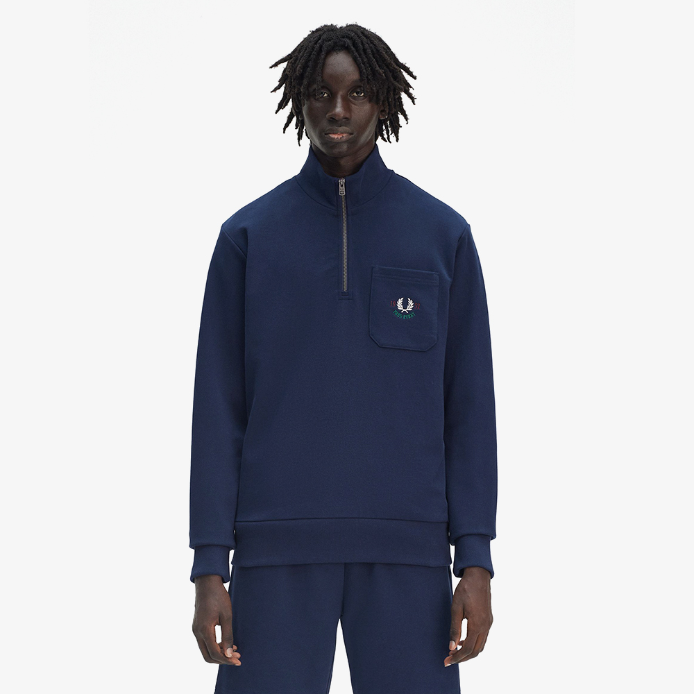 프레드페리 클럽하우스 엠브로이더드 챔피언 하프집 스웻셔츠 테니스블루(Fred Perry Clubhouse Embroidered Champion Half Zip Sweatshirt Tennis Blue) - 2