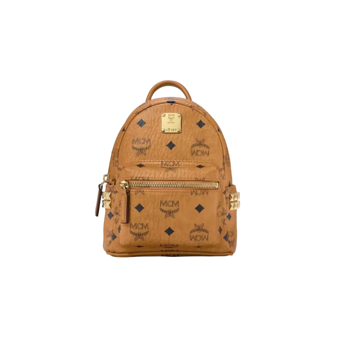 MMKAAVE13CO001 MCM Stark Bebe Boo Side Studs Backpack in Visetos X-Mini Cognac