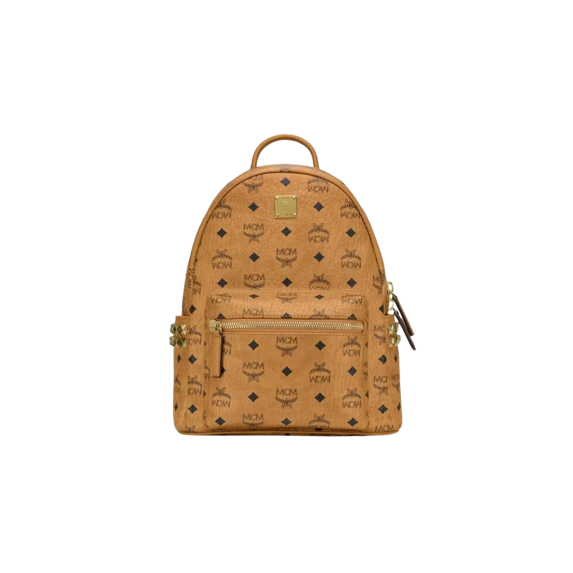 엠씨엠 스타크 피라미드 스터드 백팩 비세토스 스몰 꼬냑(MCM Stark Pyramid Studs Backpack in Visetos Small Coganac)