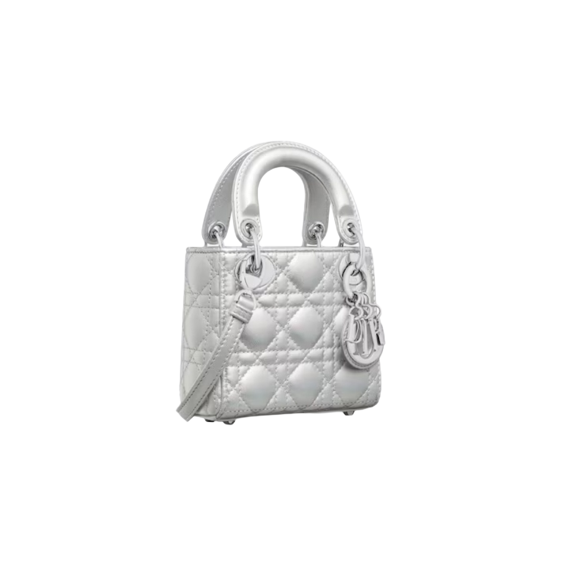 디올 레이디 디올 마이크로백 이리디센트 까나쥬 램스킨 메탈릭 실버 톤(Dior Lady Dior Micro Bag Iridescent Cannage Lambskin Metallic Silver Tone) - 3