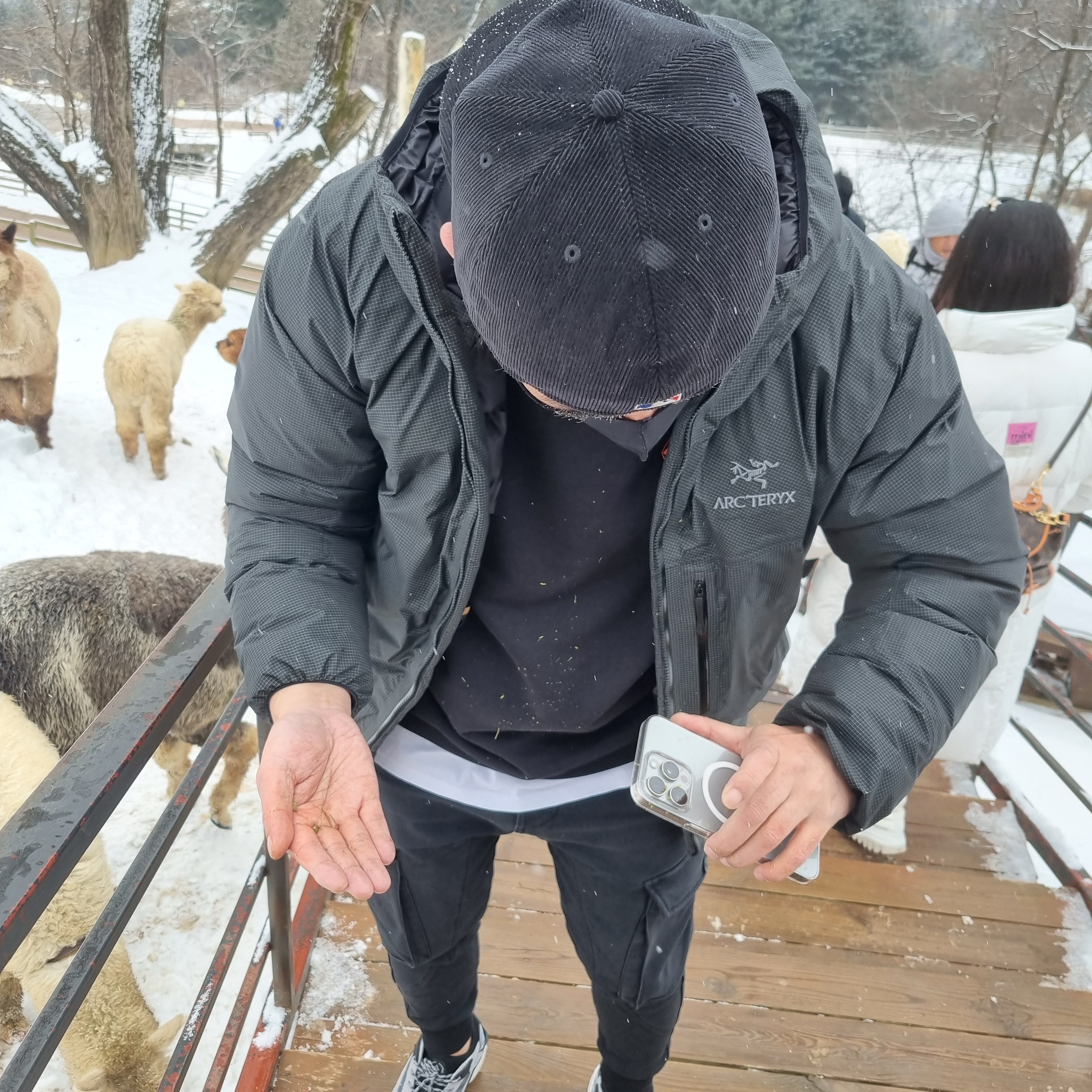 Arc'teryx Alpha Lightweight Parka Black 착용 스타일