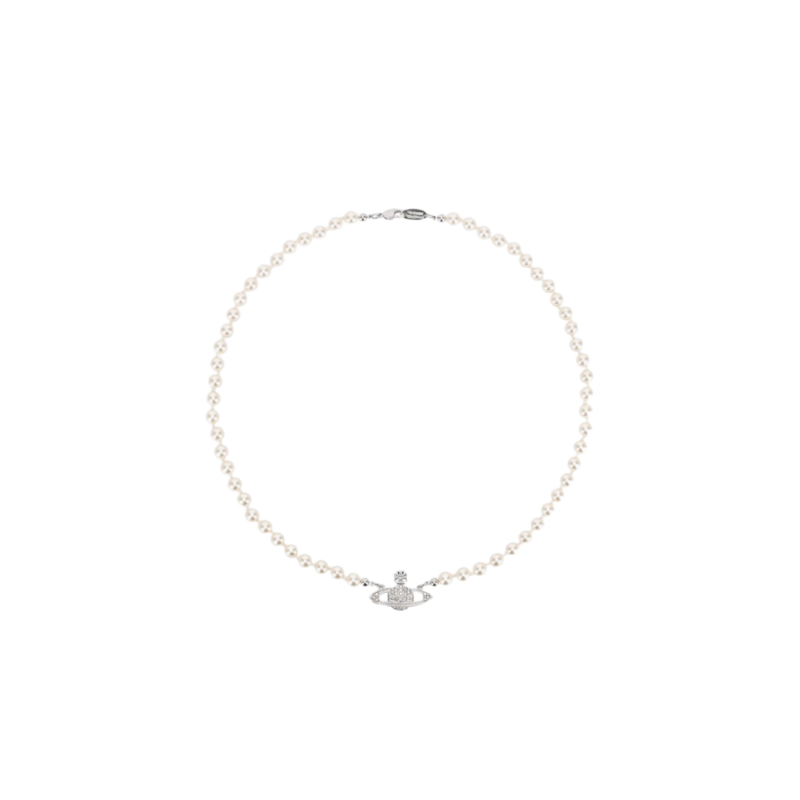 63010100-02P104 Vivienne Westwood Mini Pearl Bas Relief Necklace Silver - 대표 이미지 #1