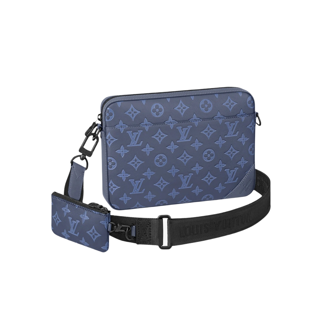 M45730 Louis Vuitton Duo Messenger Bag Monogram Shadow Navy Blue - 대표 이미지 #1