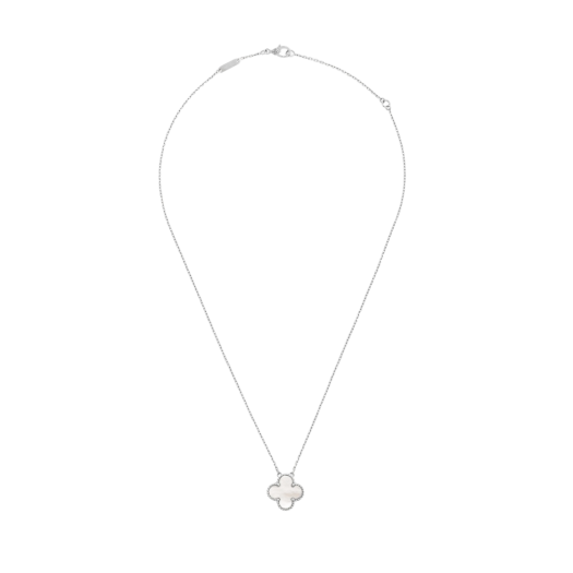 (W) Van Cleef & Arpels Vintage Alhambra Pendant White Gold Mother of Pearl