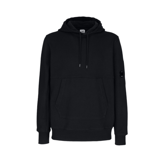 C.P. Company Diagonal Raised Fleece Hoodie Black - 22FW