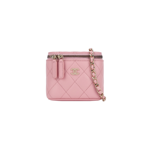 Chanel Small Classic Vanity with Chain Grained Calfskin & Gold Pink