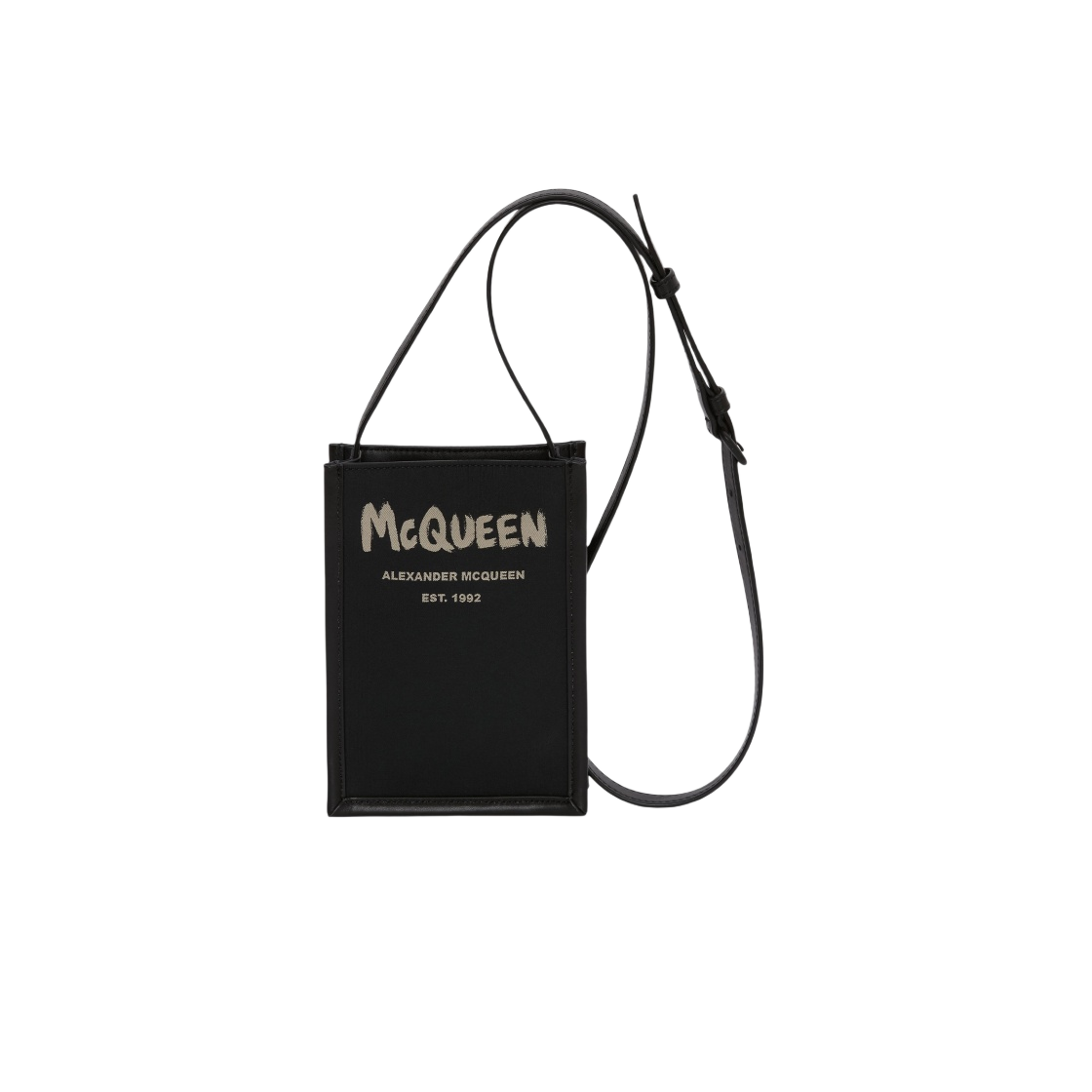 6685921AAEZ1073 Alexander McQueen Graffiti Edge Mini Crossbody Bag Black Off White