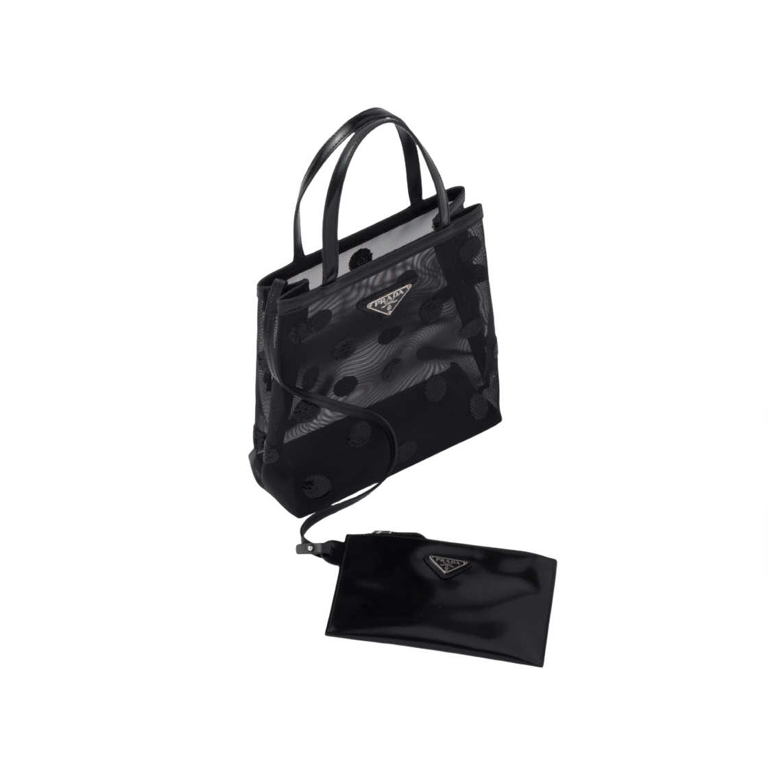 프라다 스몰 폴카 닷 메쉬 토트백 블랙(Prada Small Polka-Dot Mesh Tote Bag Black) - 2