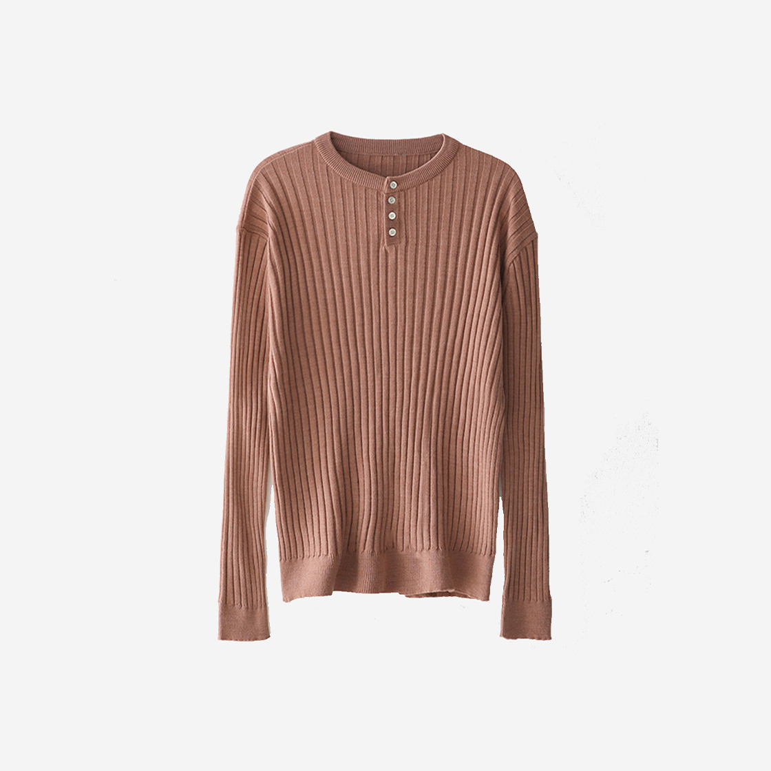 블루 선플라워 메리노 울 헨리넥 니트웨어 피치(Blue Sunflower Merino Wool Henry Neck Knitwear Peach) - 2
