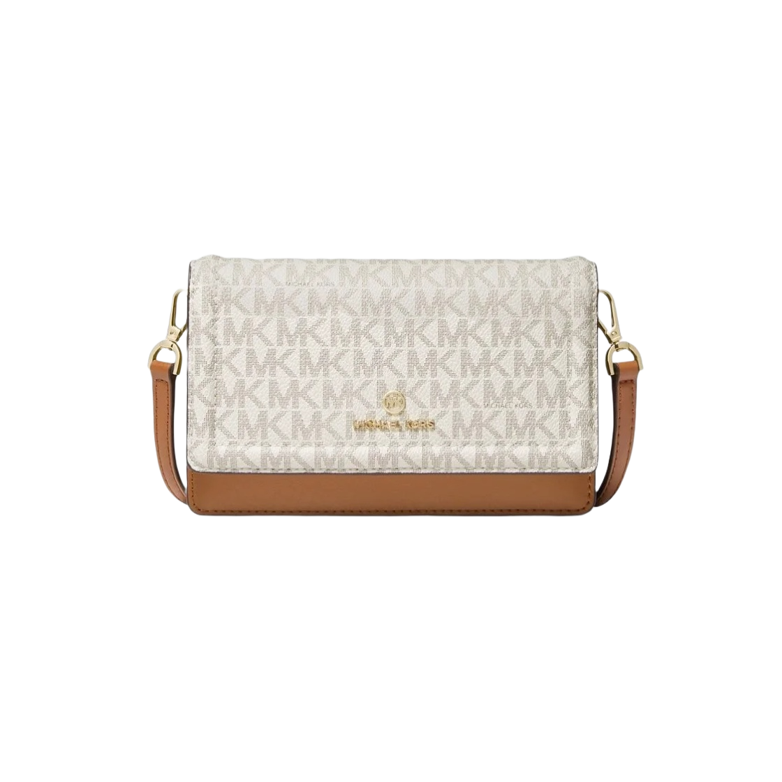 32S1GT9C2B149 Michael Kors Jet Set Small Logo Smartphone Convertible Crossbody Bag Vanilla White - 대표 이미지 #1